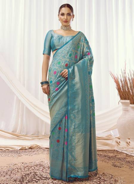 Blue Colour Rajyog Rajpath Airawat Silk New Designer Ethnic Wear Exclusive Saree Collection 16001